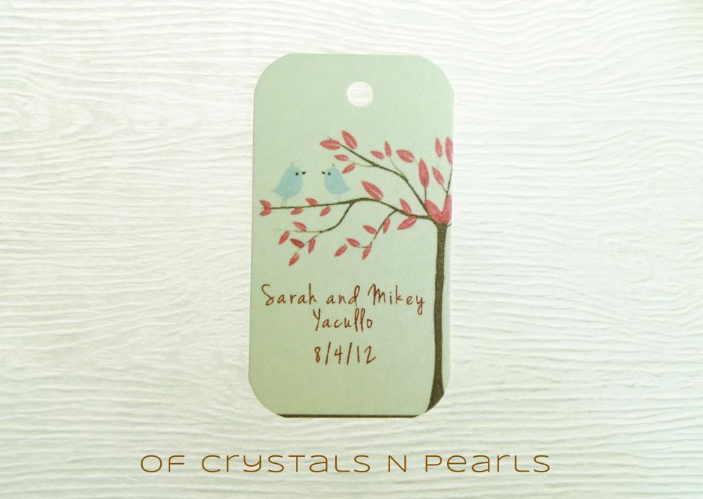 24 Birds in tree Customised Gift Tags - Wedding Favor Tags - Thank you tags - Wedding Gift Tags - Baby Shower Tags