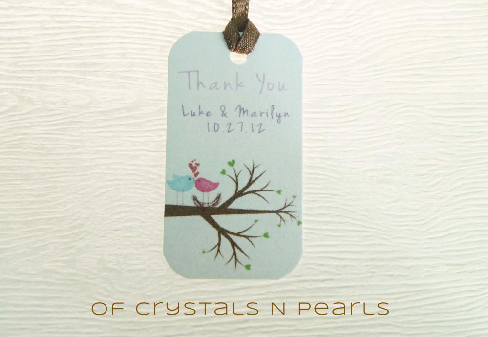 24 Love Birds Customised Gift Tags - Wedding Favor Tags - Thank you tags - Wedding Gift Tags